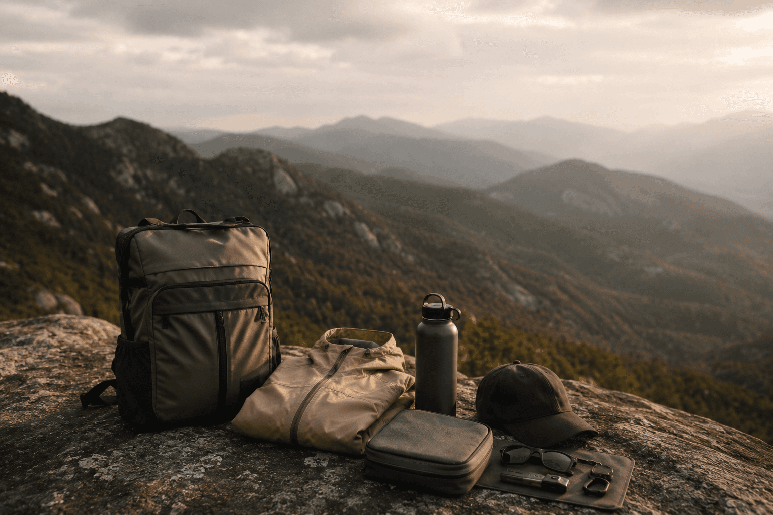 Mountain-ready kit essentials prepared for hill trips and light adventure.